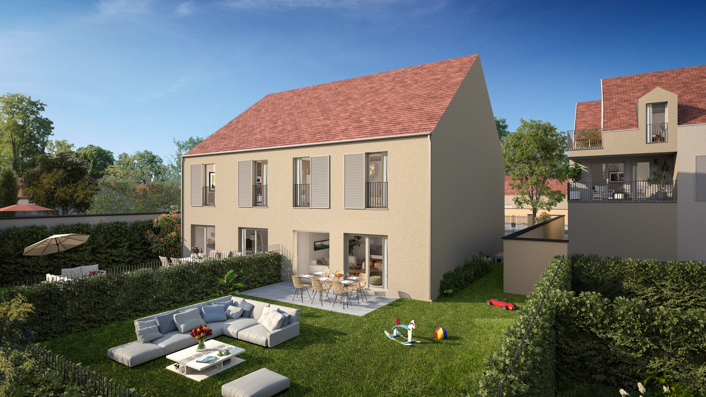 image synthèse futur programme immobilier neuf carré de diane à Gouvieux rue blanche